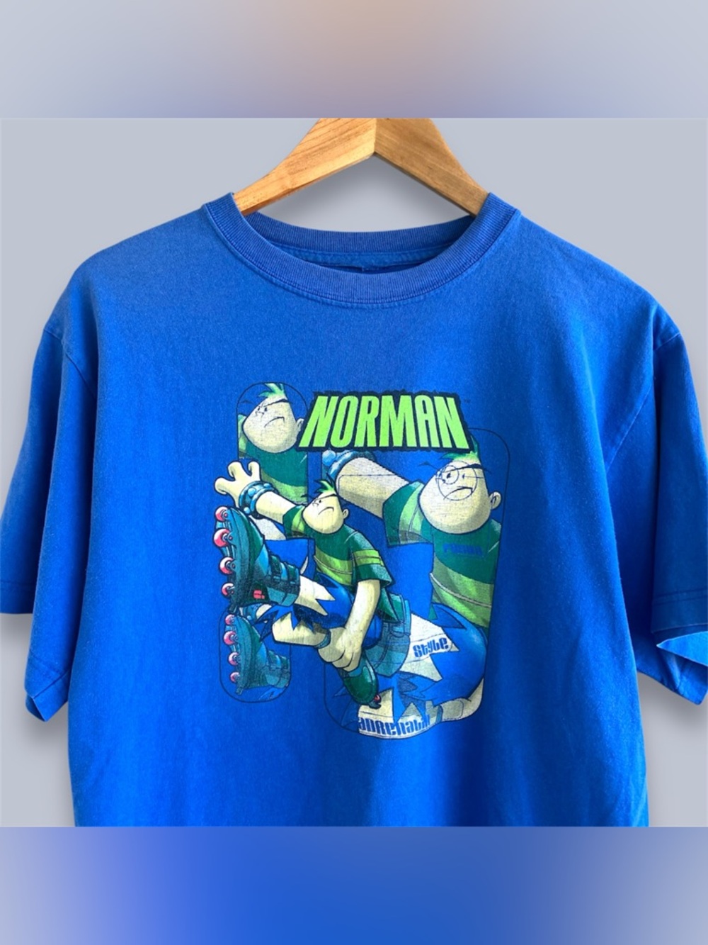 Vintage 90s JNCO Norman Tee Shirt Inline Skate RARE L VTG Hiphop Cartoon Y2K